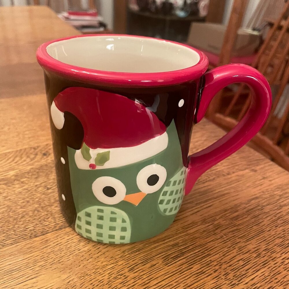 Festive Christmas Owl  Themed Earthenware Coffee Cup Mug by Christmas Cut-Outs